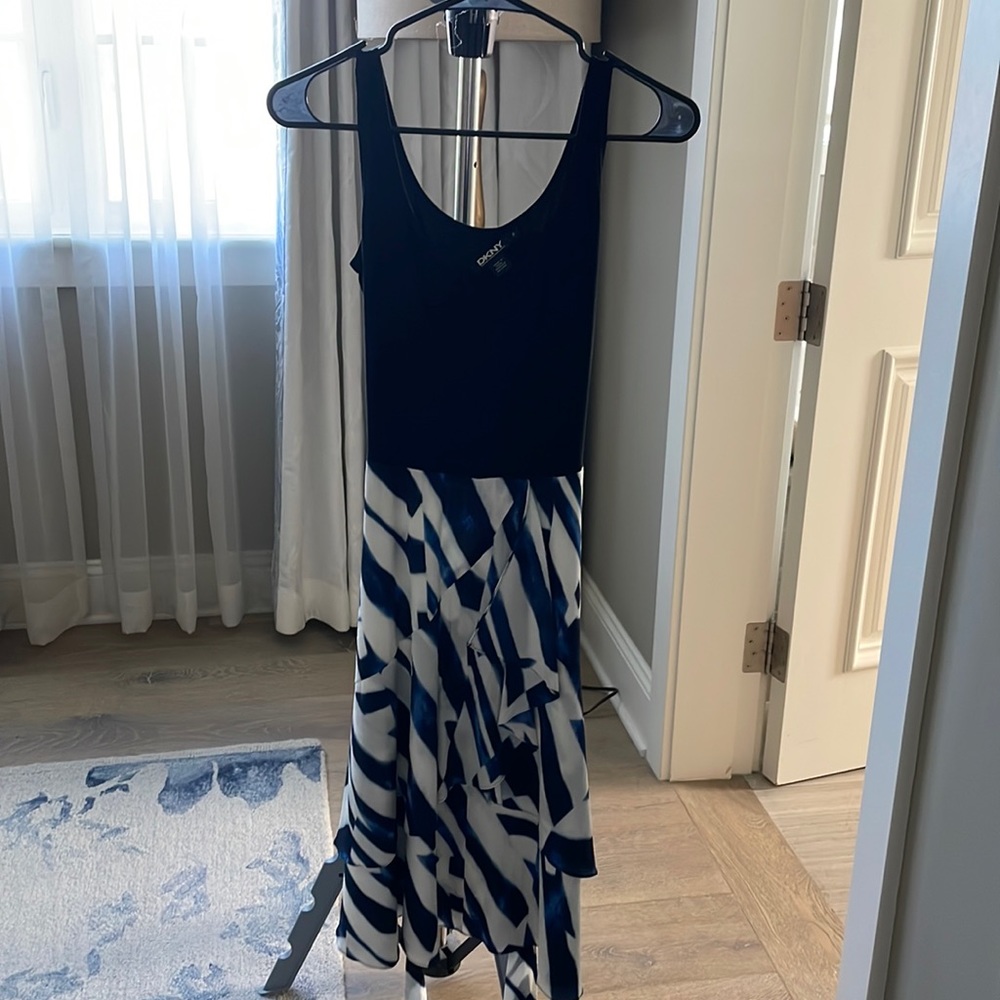 DKNY Black and White Midi Dress